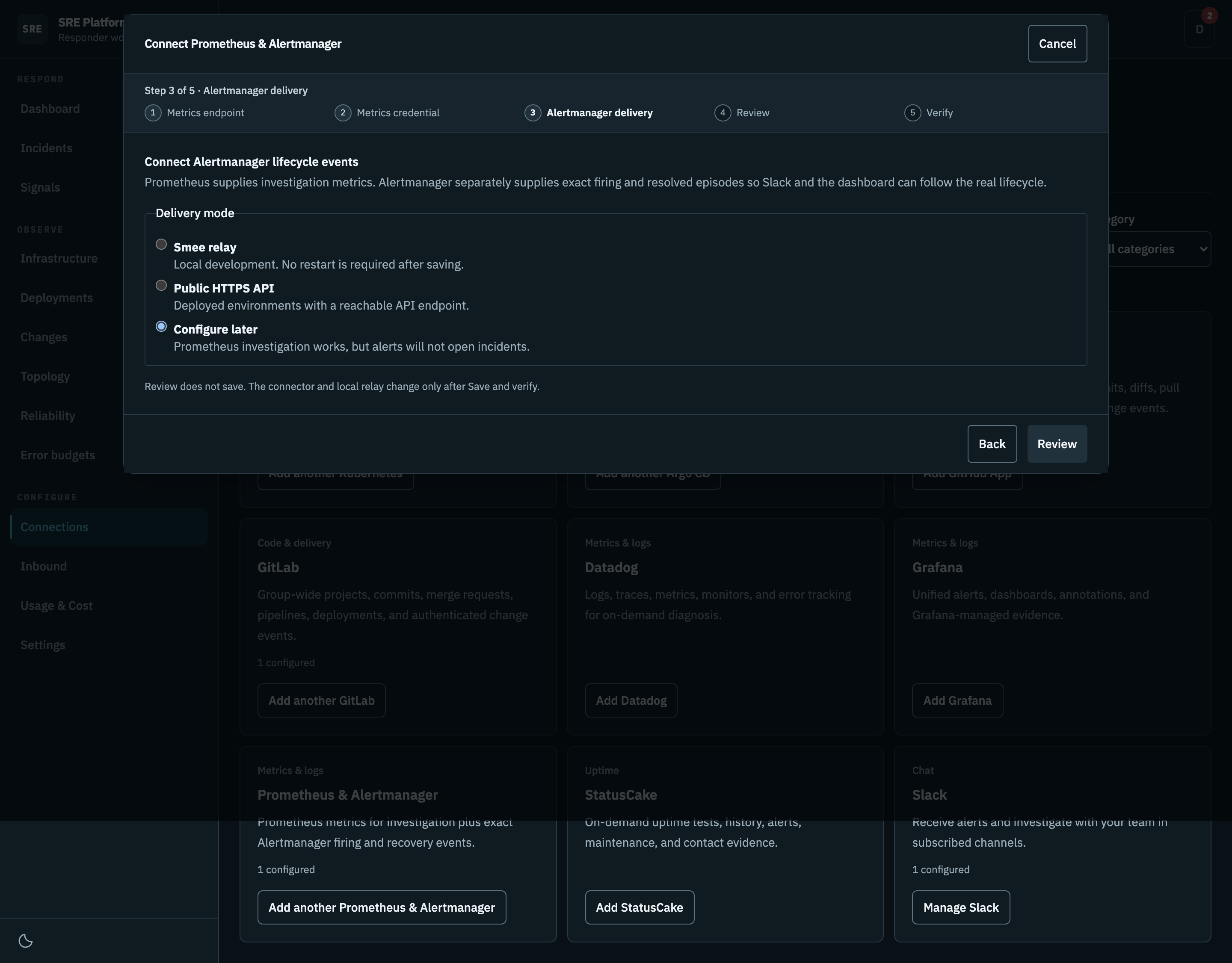 Choosing how Alertmanager reaches the platform