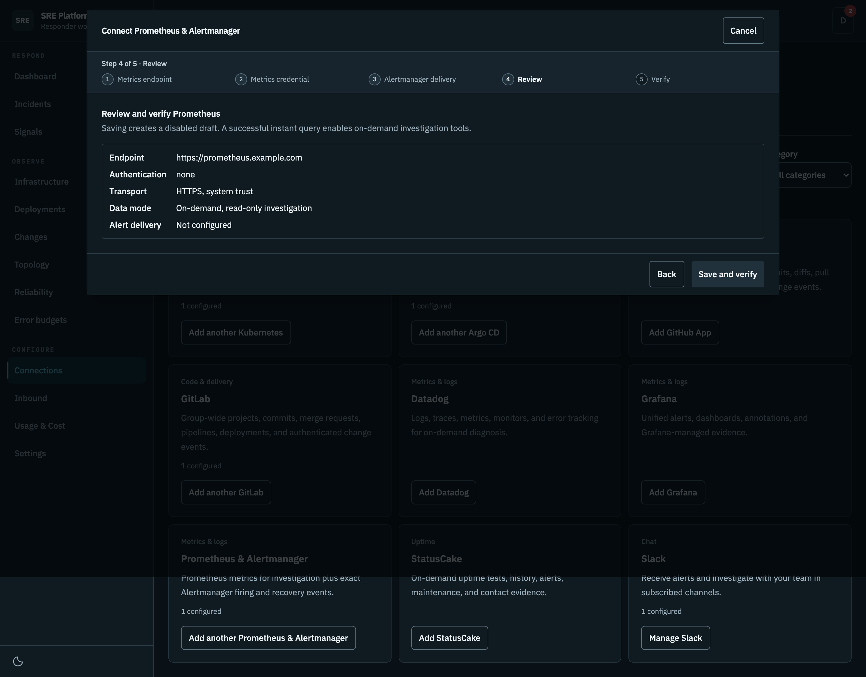 Reviewing the Prometheus settings